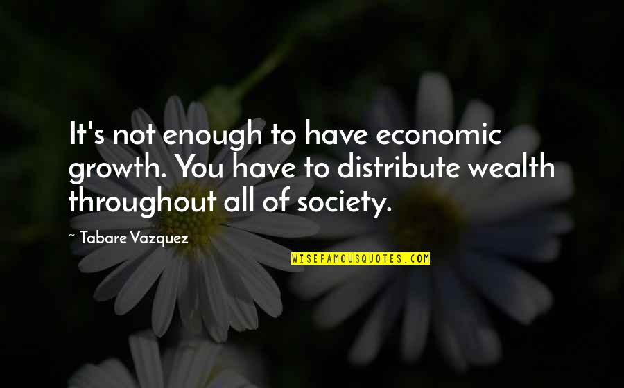 Wealth's Quotes By Tabare Vazquez: It's not enough to have economic growth. You