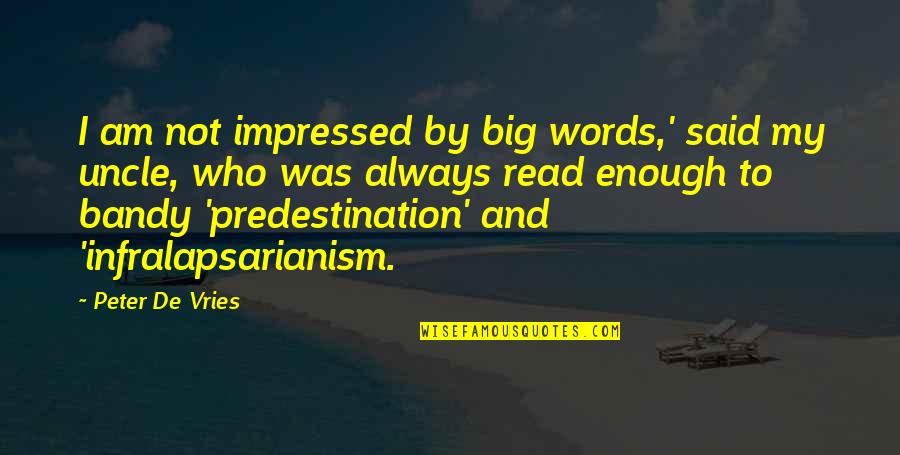 Weaning Day Quotes By Peter De Vries: I am not impressed by big words,' said