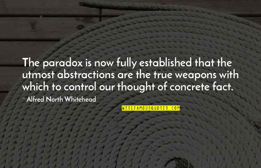 Weapons Control Quotes By Alfred North Whitehead: The paradox is now fully established that the