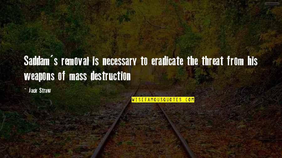 Weapons Of Mass Destruction Quotes By Jack Straw: Saddam's removal is necessary to eradicate the threat