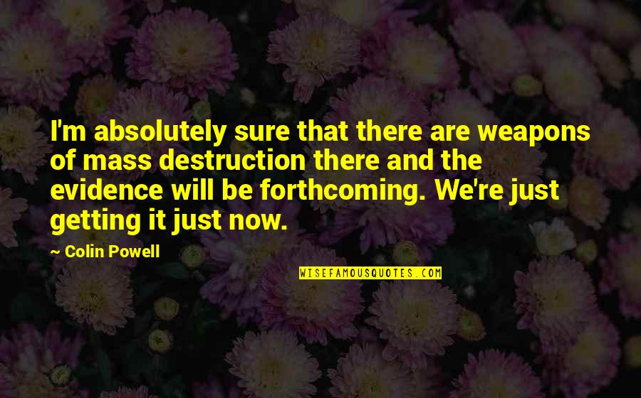 Weapons Quotes By Colin Powell: I'm absolutely sure that there are weapons of Weapons Quotes By Colin Powell: I'm absolutely sure that there are weapons of