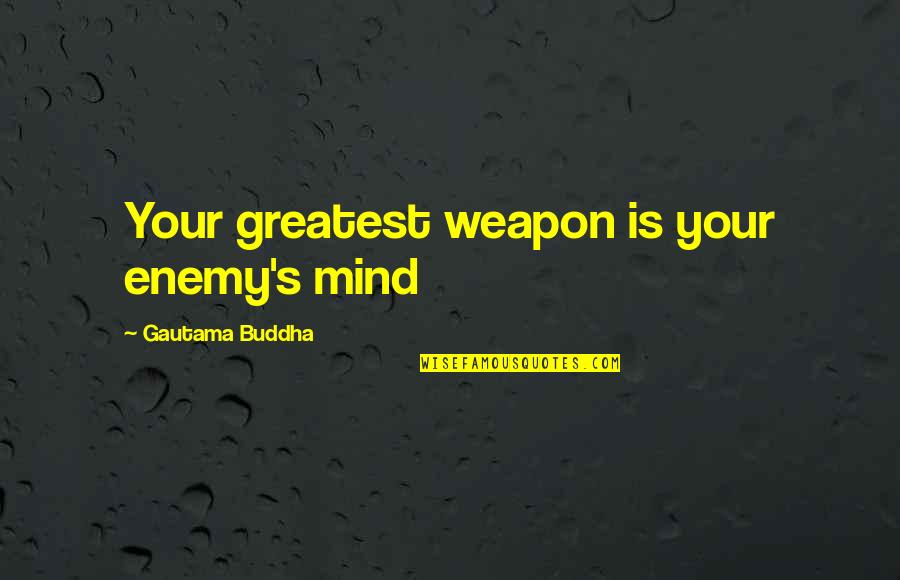 Weapons Quotes By Gautama Buddha: Your greatest weapon is your enemy's mind Weapons Quotes By Gautama Buddha: Your greatest weapon is your enemy's mind