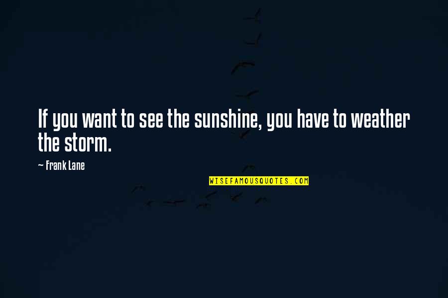 Weather A Storm Quotes By Frank Lane: If you want to see the sunshine, you