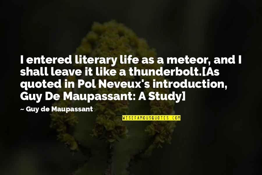 Weather Life Quotes By Guy De Maupassant: I entered literary life as a meteor, and Weather Life Quotes By Guy De Maupassant: I entered literary life as a meteor, and