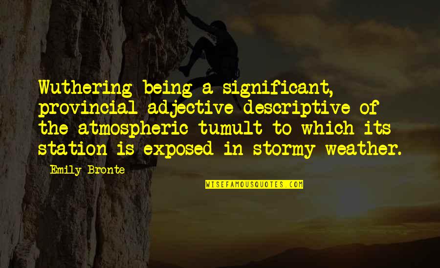 Weather Station Quotes By Emily Bronte: Wuthering being a significant, provincial adjective descriptive of Weather Station Quotes By Emily Bronte: Wuthering being a significant, provincial adjective descriptive of