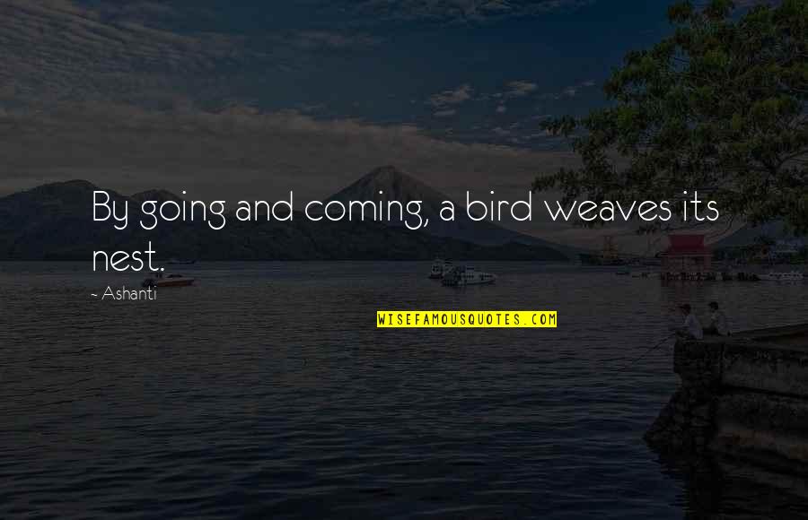Weaves Quotes By Ashanti: By going and coming, a bird weaves its