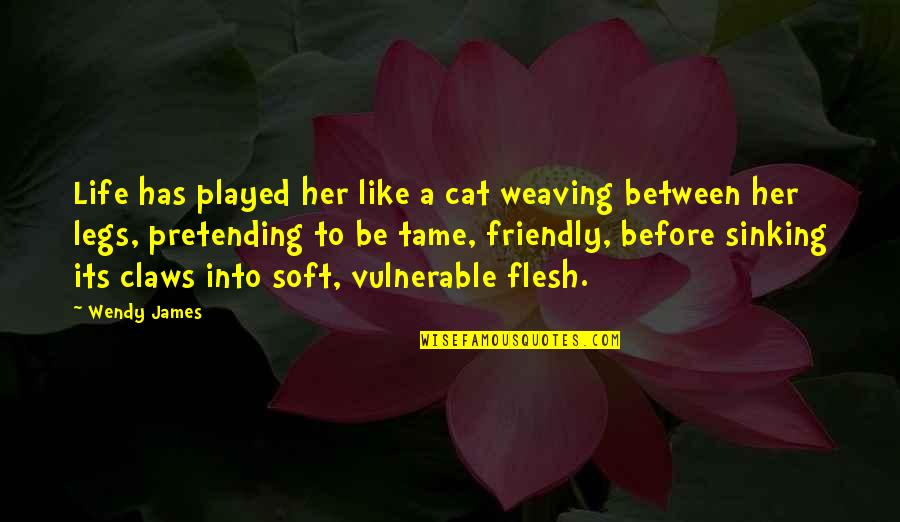 Weaving And Life Quotes By Wendy James: Life has played her like a cat weaving