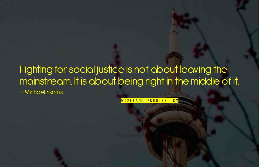 Wedding Detail Quotes By Michael Skolnik: Fighting for social justice is not about leaving