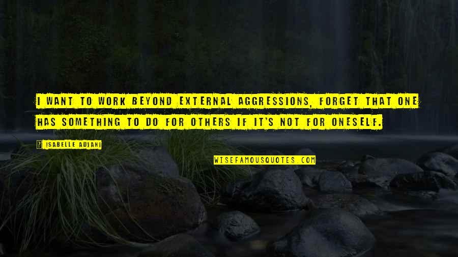 Wedner Dorlean Quotes By Isabelle Adjani: I want to work beyond external aggressions, forget