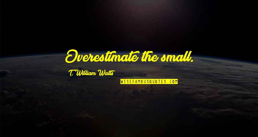 Weed And Drinking Quotes By T. William Watts: Overestimate the small.