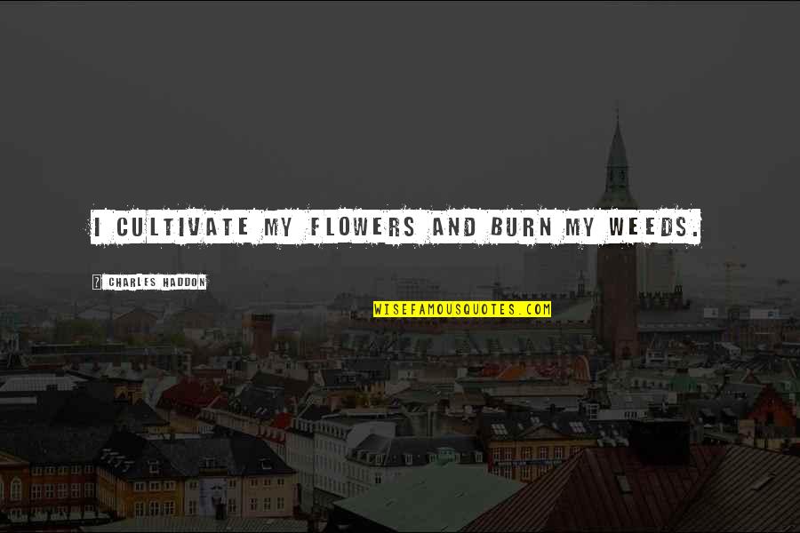 Weed And Flower Quotes By Charles Haddon: I cultivate my flowers and burn my weeds. Weed And Flower Quotes By Charles Haddon: I cultivate my flowers and burn my weeds.