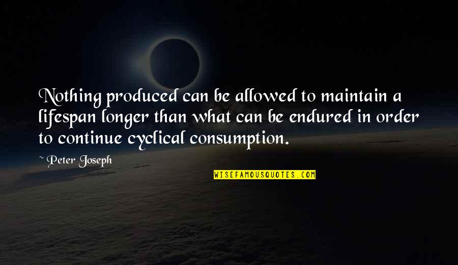 Weekd Quotes By Peter Joseph: Nothing produced can be allowed to maintain a