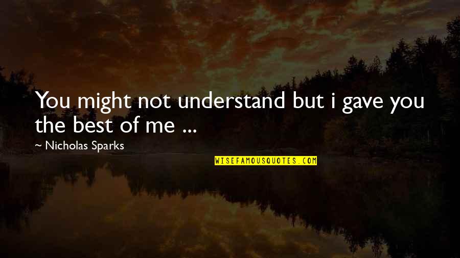 Weekends In A Childs Life Quotes By Nicholas Sparks: You might not understand but i gave you