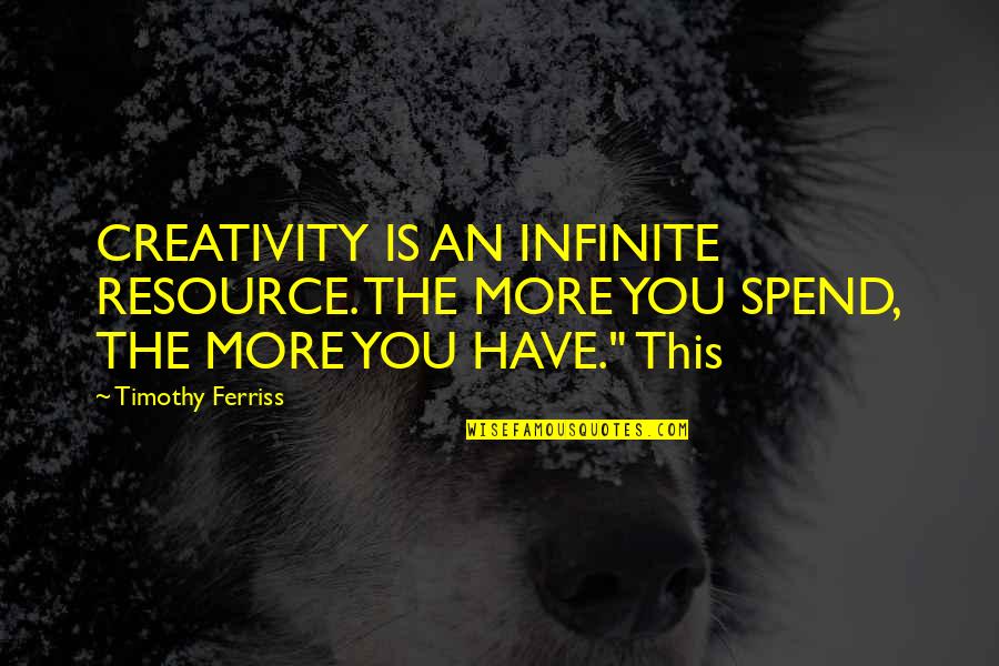 Weerwolf Masker Quotes By Timothy Ferriss: CREATIVITY IS AN INFINITE RESOURCE. THE MORE YOU