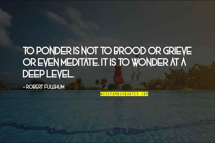 Wees Veilig Quotes By Robert Fulghum: To ponder is not to brood or grieve Wees Veilig Quotes By Robert Fulghum: To ponder is not to brood or grieve