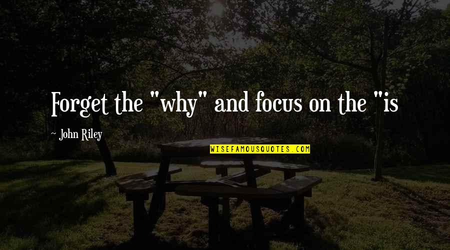 Wegscheider Cruses Theory Quotes By John Riley: Forget the "why" and focus on the "is