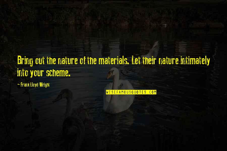 Wehmut Ableben Quotes By Frank Lloyd Wright: Bring out the nature of the materials. Let