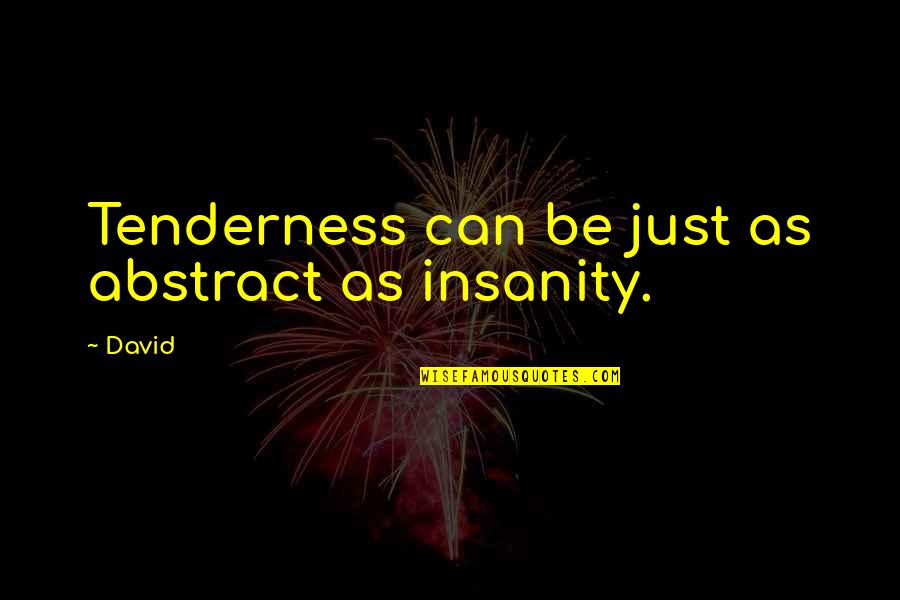 Wehners School Quotes By David: Tenderness can be just as abstract as insanity.