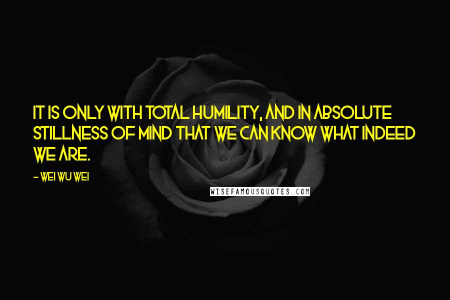 Wei Wu Wei quotes: It is only with total humility, and in absolute stillness of mind that we can know what indeed we are.