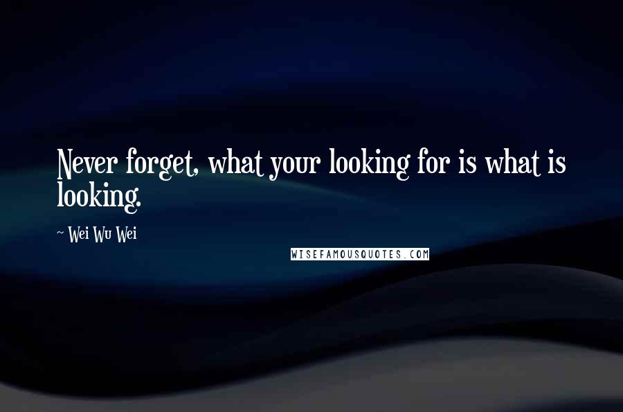 Wei Wu Wei quotes: Never forget, what your looking for is what is looking.