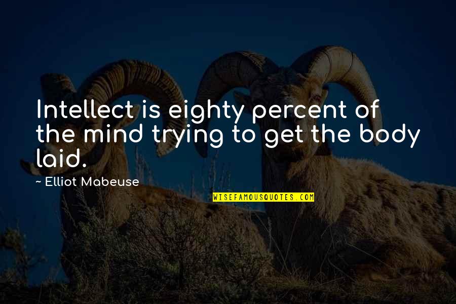 Weiderman Accessories Quotes By Elliot Mabeuse: Intellect is eighty percent of the mind trying Weiderman Accessories Quotes By Elliot Mabeuse: Intellect is eighty percent of the mind trying