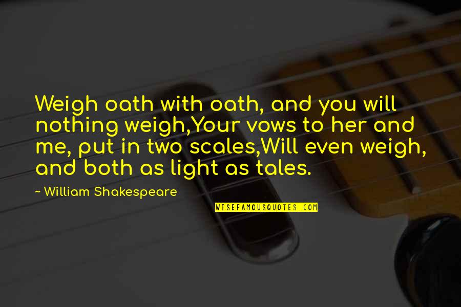 Weigh In Quotes By William Shakespeare: Weigh oath with oath, and you will nothing Weigh In Quotes By William Shakespeare: Weigh oath with oath, and you will nothing