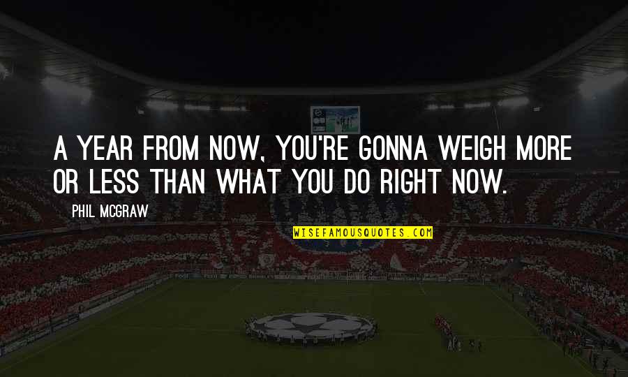 Weigh Quotes By Phil McGraw: A year from now, you're gonna weigh more