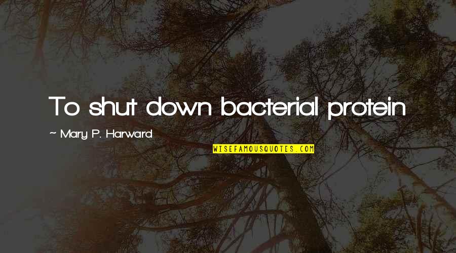 Weight Of My Shoulders Quotes By Mary P. Harward: To shut down bacterial protein