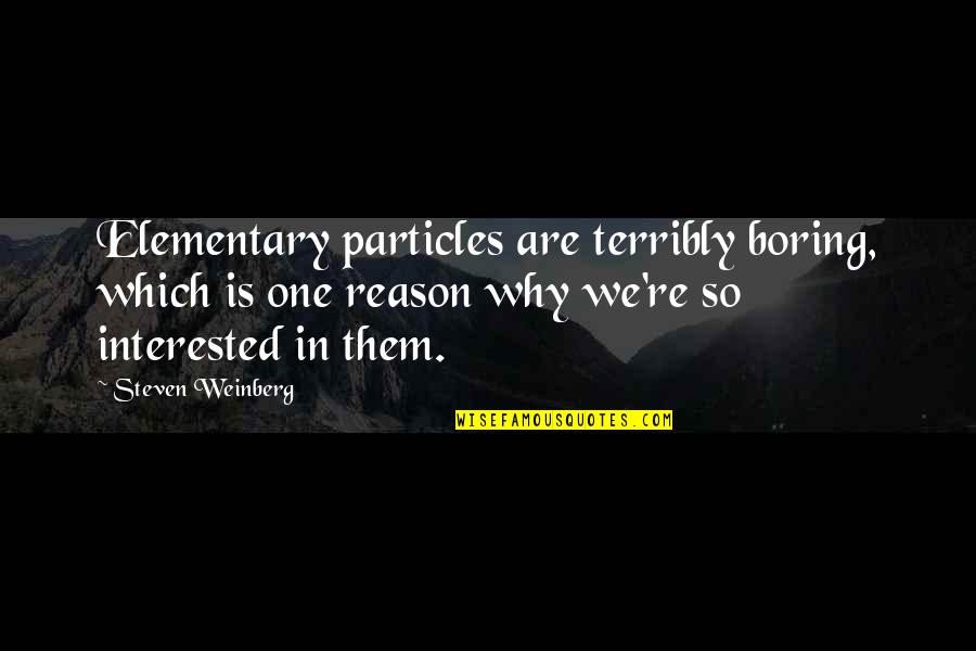 Weinberg Steven Quotes By Steven Weinberg: Elementary particles are terribly boring, which is one