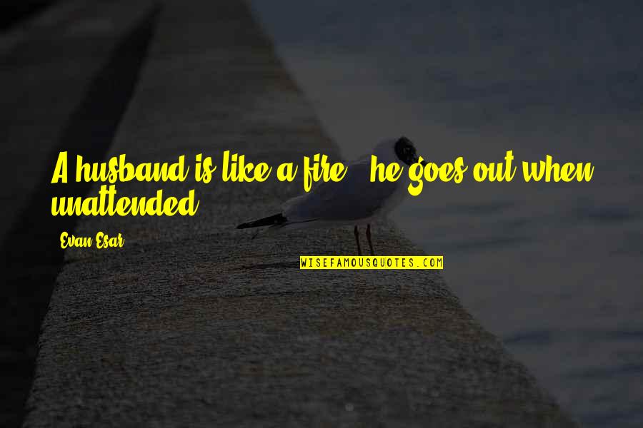 Weinger Eye Quotes By Evan Esar: A husband is like a fire - he