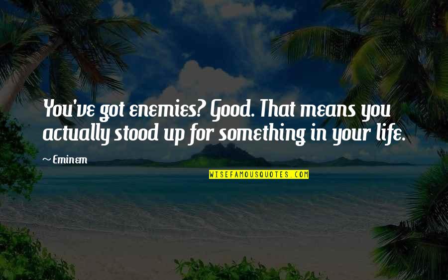Weird And Confusing Quotes By Eminem: You've got enemies? Good. That means you actually