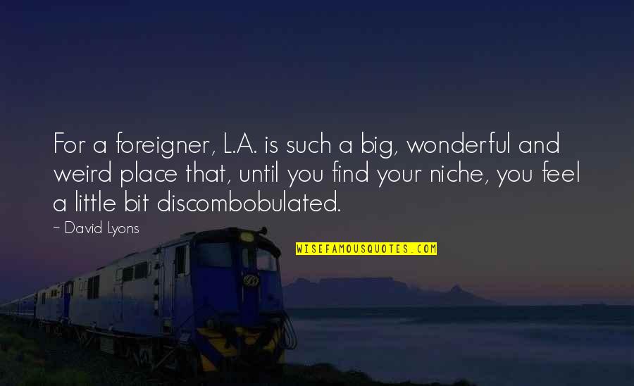Weird And Wonderful Quotes By David Lyons: For a foreigner, L.A. is such a big,
