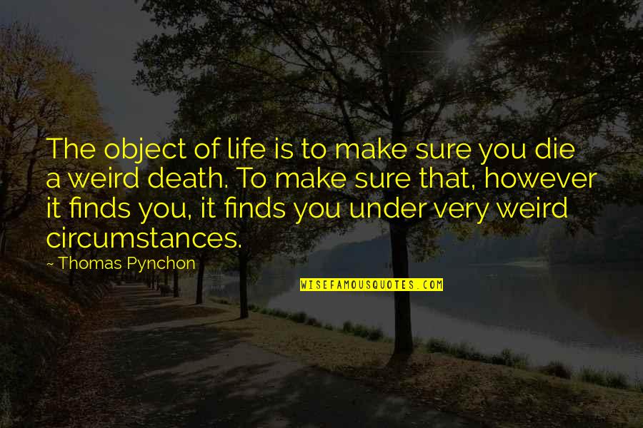 Weird Life Quotes By Thomas Pynchon: The object of life is to make sure Weird Life Quotes By Thomas Pynchon: The object of life is to make sure