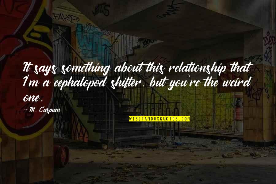 Weird Relationship Quotes By M. Caspian: It says something about this relationship that I'm