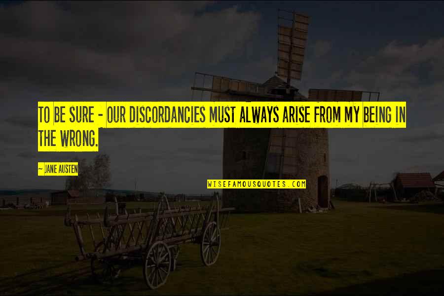 Weiron Tans Birthplace Quotes By Jane Austen: To be sure - our discordancies must always