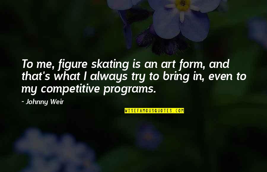 Weir's Quotes By Johnny Weir: To me, figure skating is an art form,