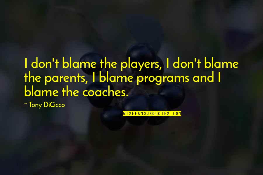Weirton Quotes By Tony DiCicco: I don't blame the players, I don't blame Weirton Quotes By Tony DiCicco: I don't blame the players, I don't blame