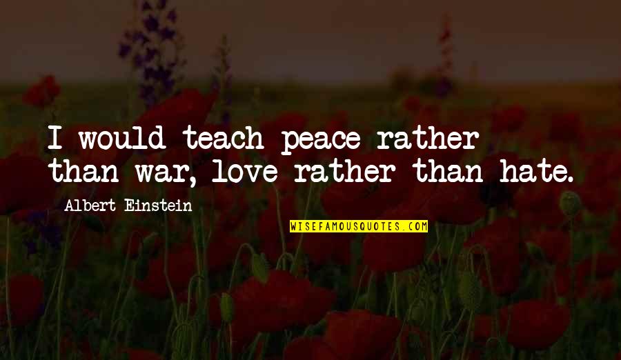 Weisinger Water Quotes By Albert Einstein: I would teach peace rather than war, love