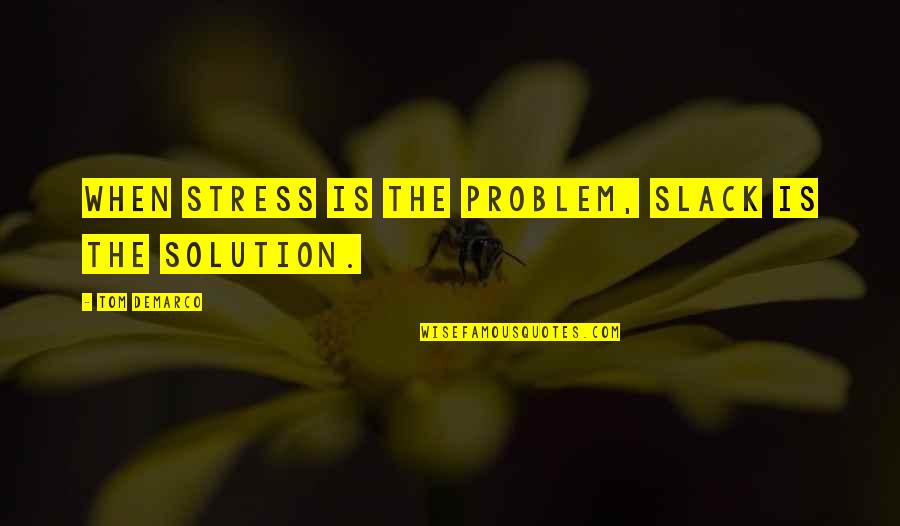 Weissgerber Family Tree Quotes By Tom DeMarco: When stress is the problem, slack is the
