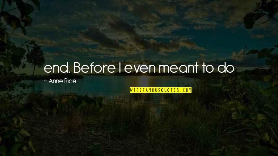 Weiterbildung Quotes By Anne Rice: end. Before I even meant to do Weiterbildung Quotes By Anne Rice: end. Before I even meant to do