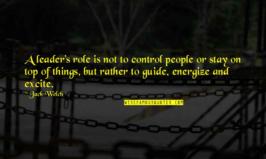 Welch's Quotes By Jack Welch: A leader's role is not to control people