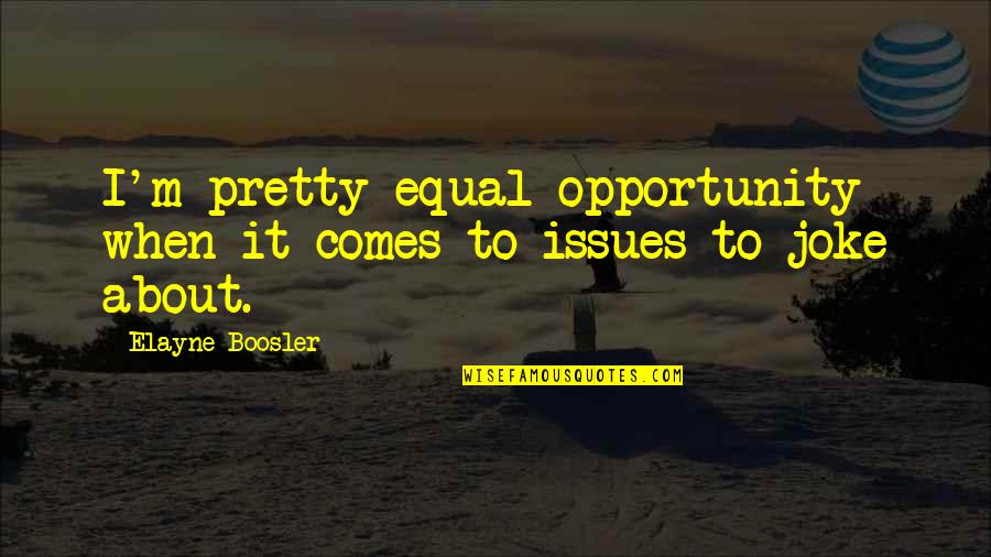 Welcome Back To My Life Quotes By Elayne Boosler: I'm pretty equal opportunity when it comes to