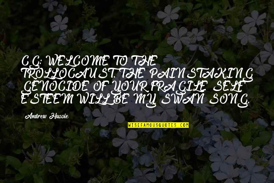Welcome Song Quotes By Andrew Hussie: CG: WELCOME TO THE TROLLOCAUST. THE PAINSTAKING GENOCIDE Welcome Song Quotes By Andrew Hussie: CG: WELCOME TO THE TROLLOCAUST. THE PAINSTAKING GENOCIDE