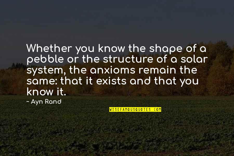 Welcome To America Quotes By Ayn Rand: Whether you know the shape of a pebble Welcome To America Quotes By Ayn Rand: Whether you know the shape of a pebble