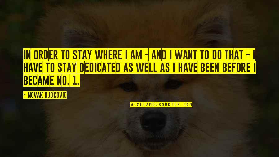 Well 1 Quotes By Novak Djokovic: In order to stay where I am - Well 1 Quotes By Novak Djokovic: In order to stay where I am -