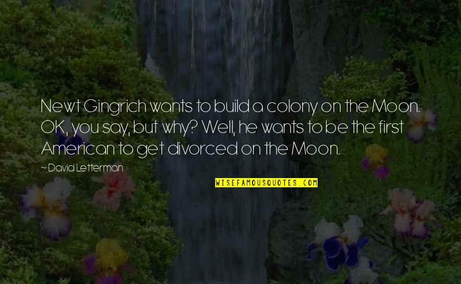 Well Be Ok Quotes By David Letterman: Newt Gingrich wants to build a colony on Well Be Ok Quotes By David Letterman: Newt Gingrich wants to build a colony on
