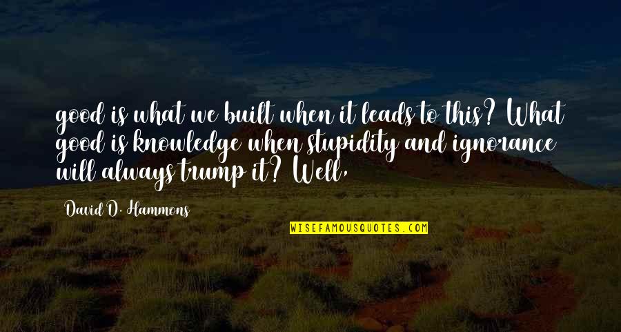 Well Built Quotes By David D. Hammons: good is what we built when it leads Well Built Quotes By David D. Hammons: good is what we built when it leads