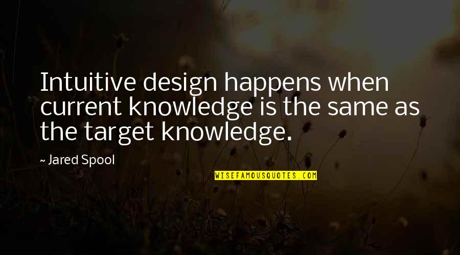 Well Deserved Success Quotes By Jared Spool: Intuitive design happens when current knowledge is the