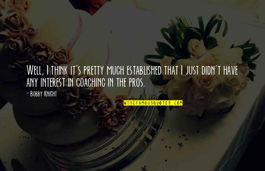 Well Established Quotes By Bobby Knight: Well, I think it's pretty much established that Well Established Quotes By Bobby Knight: Well, I think it's pretty much established that