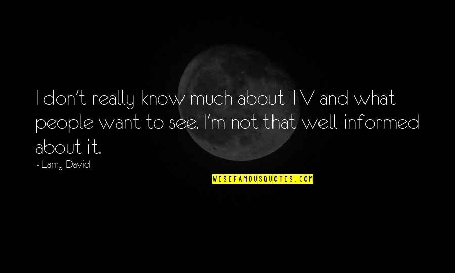 Well Informed Quotes By Larry David: I don't really know much about TV and